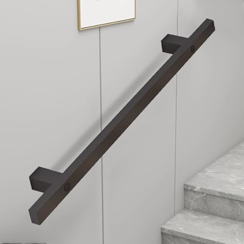 Rampe d'escalier noire de 1m à 6m avec kit de tiges de support mural