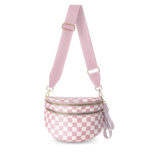 Image of Womens Crossbody Bag, Spacious Nylon Bum Bag Trendy Shoulder Purse with Adjustable Strap Zipped Travel Essentials