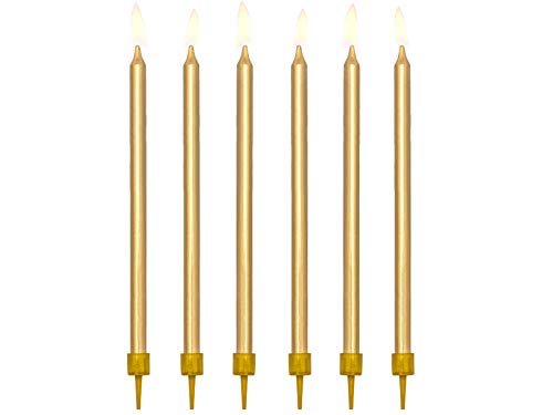 PartyDeco Candle Cake Candles, Gold, 12.5 cm