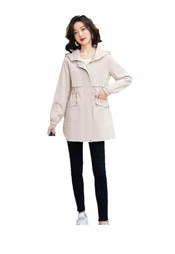 Trench à capuche femme coupe-vent long pour silhouette ajustée