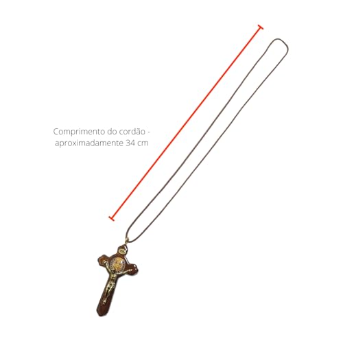 Artcruz Crucifixo em Madeira São Bento Luxo no Cordão 7,5 cm