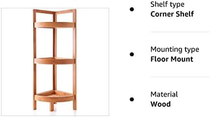 woodluv 3 Tier Free Standing Bathroom Corner Storage Shelf Storage Unit