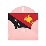 Pinke hochwertige Perlpapier-Grußkarte, 10,2 x 15,2 cm, geeignet für Geburtstagskarten, Party-Einladungen, Flagge von Papua-Neuguinea