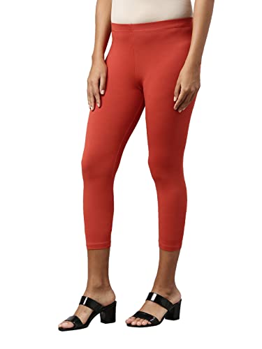 Image of GO COLORS Soft Cotton Stretch Cropped Leggings for Women | Breathable, Mid Rise