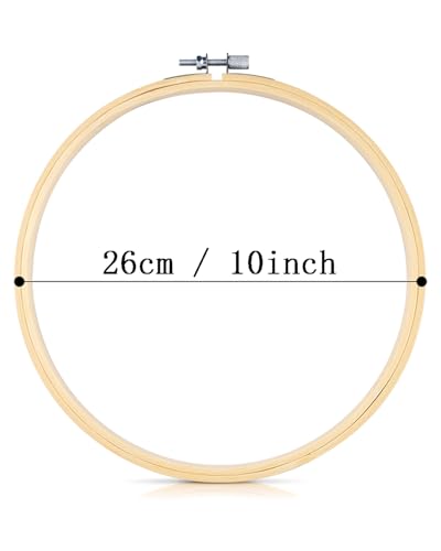 image for TINDTOP 3 Pieces Embroidery Hoops, 10 inch Bamboo Frame Circle Cross S