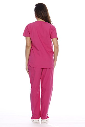 Image of Just Love Women's Medical Scrubs Set, 6-Pocket V-Neck Top & Cargo Pants, Cotton Blend Nursing Uniform