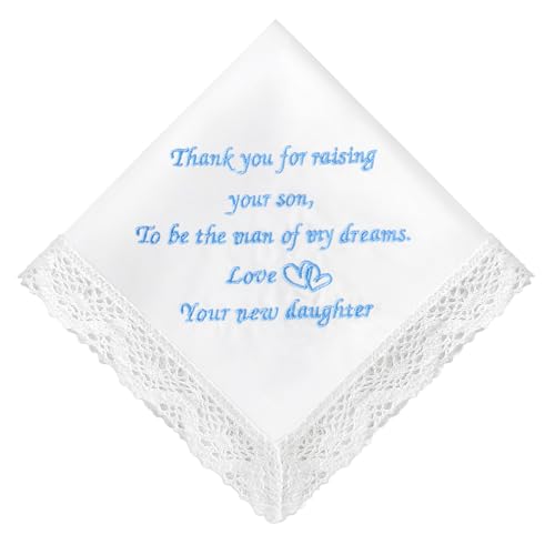 Mother of the Bride Handkerchiefs Happy Tear Wedding Handkerchiefs Something Blue Gifts On Wedding Day Keepsake Hankies