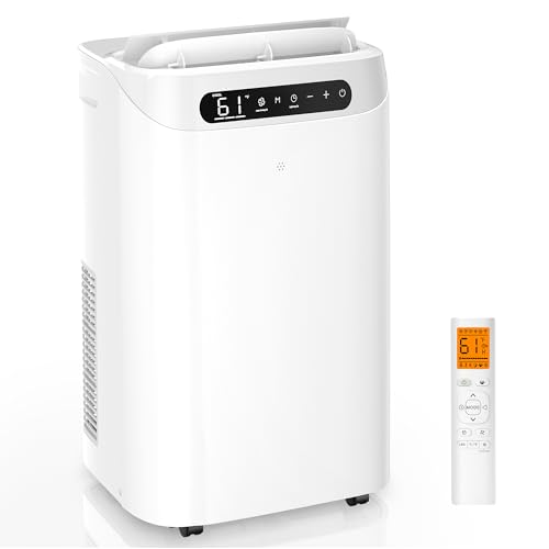 14000 BTU Portable Air Conditioners for Room Cooling up to 700 Sq. Ft, 3-IN-1 Quiet Portable AC Unit with Dehumidifier Fan, Remote Control, Smart Sleep Mode, 24H Timer, Windows Kit Included