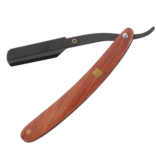 IWOWHERO Wooden Handle Barber Steel Razors Face Razor for Men Replacement for Travel