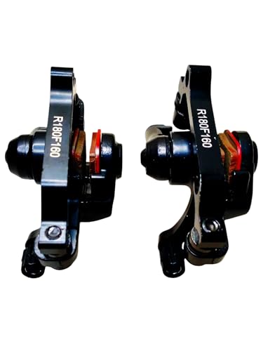 Image of Universal F180 R160 Mechanical Disc Brake Caliper Set - Front /Rear Compatible | Aluminum Alloy Bicycle Disc Brake for MTB, Road & Folding Cycles (Black) 2 piece