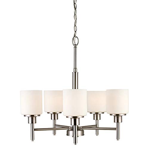 Design House 556639 Aubrey Transitional Indoor Light Dimmable Frosted Glass, 5 Chandelier, Satin Nickel #TOP2