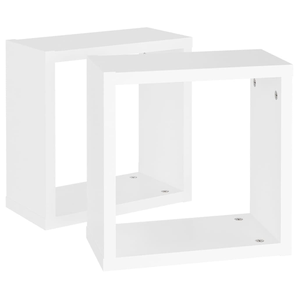2 Mensole A Cubo Da Parete Bianche 30x15x30 Cm - In Legno Multistrato, Per Soggiorno E Camera