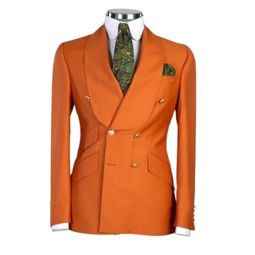 Ownwfeat Men Double Breasted Business Casual Suits Wedding Party Jacket Pants Set 2PCS Slim Fit Suits3