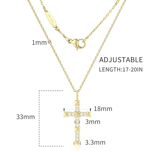 Cross Necklace for Women,Sterling Silver Cross Necklace 14K Gold Filled CZ Diamonds Crucifix Pendant Necklaces, Religious Jewelry Gift for Easter Christmas Mother's Day Birthdays Daily Wear2