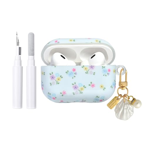 COTYPOFLIYTT Airpods Pro 3�p�P�[�X �N���[�i�[�L�b�g�t�� ���킢���ԕ� �G���K���g�ȃu���b�T���f�U�C�� �\�t�g TPU �ی�J�o�[ �r�[�Y�L�[�`�F�[�� �K�[���Y ���f�B�[�X AirPods Pro 3(2025)�p - �u���[�t��