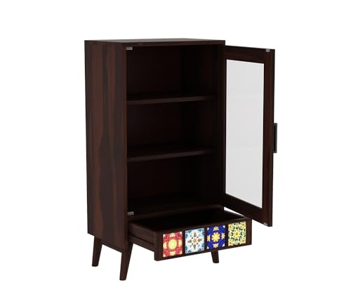 Image of Sheesham Wood Bookcase | Solid Wood Book Shelf for Home Library | Wooden Book Cabinet for Home & Office Living Room (Large, BBslf-Walnut3)