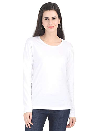 Image of FLEXIMAA Women's Cotton Plain Round Neck Full Sleeve T-Shirt