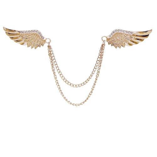 Broche aile d'ange avec strass et plumes, une idée cadeau idéale pour accessoiriser un smoking