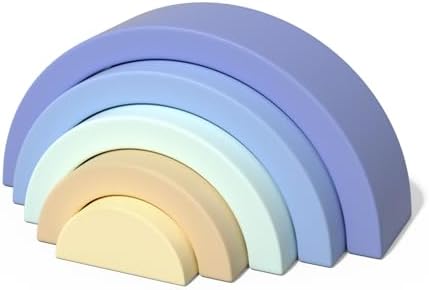 Asweets Wooden Stackable Rainbow Toy, 5 PCS Wooden Building Block...