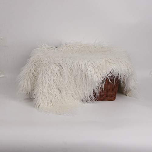 Toddmomy Baby Photo Blanket Faux Fur Mat Basket Baby Photo Wrap Sack Newborn Photography Props for Toddler Infant 70x60cm White - Image 4