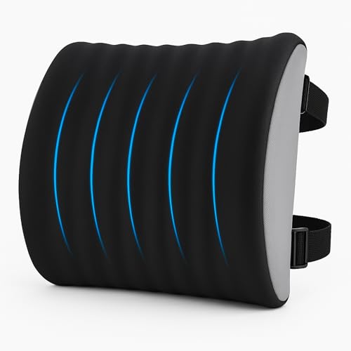MORPAN Cojín Lumbar Premium ergonómico para Silla de Oficina y Coche – Espuma viscoelástica de Alta Densidad 60 a 80D, Funda Lavable y Correas Ajustables | Respaldo Lumbar para una Mejora al Instante