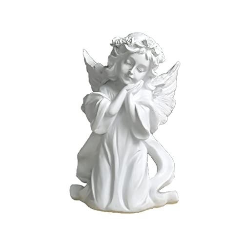 Praying Girl Angel Statues And Figurines Cute Memorial Resin Wings Cherubs Sculpture Outdoor Garden Home Decorations For Living Room Book Shelf Cabinets Table Centerpieces Ornament (B, White) #TOP3