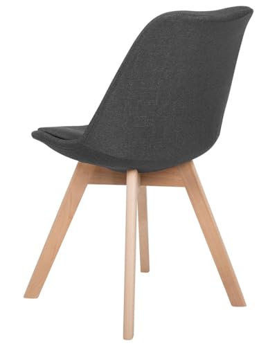 Image of Set of 4 Modern Style Mid Century Modern Dinning Room Cafe Hotel Office Wooden Legs Chair (Full Fabric Charcoal Grey)