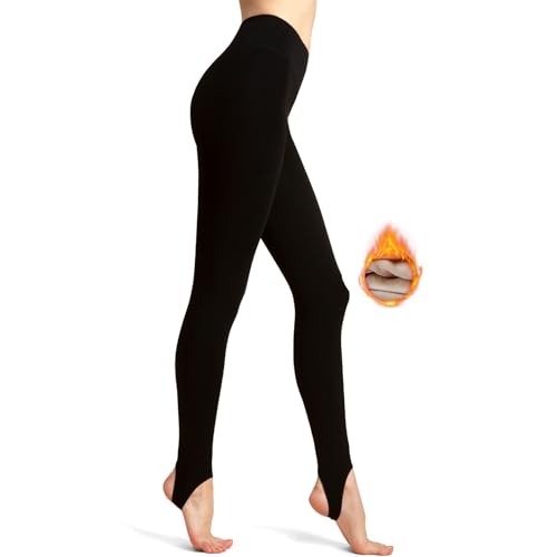 Image of Fleece Lined Opaque Tights Women 1200D Regular /Plus Size Leggings Warm Thermal Tights, 1 Pair (F-Black-Regular)