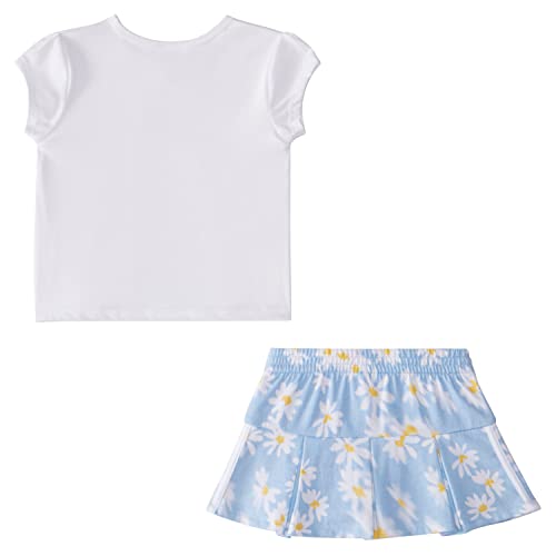Adidas Baby Girls' Short Sleeve Tee & All Over Print French Terry Pleated Skort Set, White, 18M #TOP1