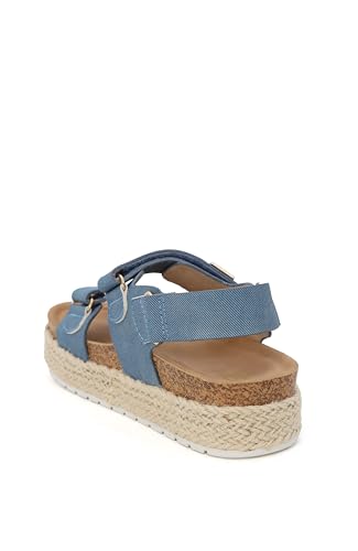 Image of YOKI TRIBECA-Y Platform Girls Sandals With Double Strap And Gold Buckle - Lightweight Toddler Sandals - Cushioned Footbed Sandal