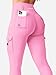 YEOREO CoreFlex Gym Workout Cargo Leggings with Pockets for Women Hidden Scrunch Butt Lifting Yoga Leggings Hot Pink XS
