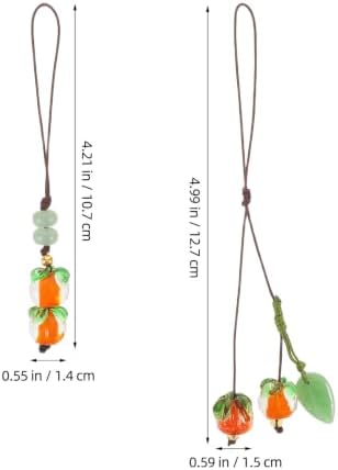BUTIFULSIC 2pcs Cute Phone Strap Charm with Persimmon Pendant, Lightweight Plastic Mobile Phone Chain for Keys and Bags, Stylish Aesthetic Design for Women, for Outfit or Travel