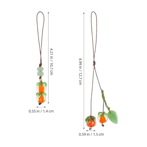 BUTIFULSIC 2pcs Cute Phone Strap Charm with Persimmon Pendant, Lightweight Plastic Mobile Phone Chain for Keys and Bags, Stylish Aesthetic Design for Women, for Outfit or Travel