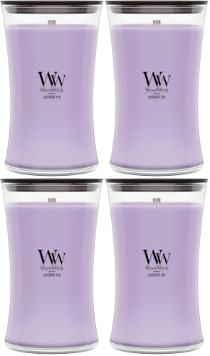 WoodWick Lavender Spa Scented Candle, Crackling Wick, 21.5oz (Pack of 4)