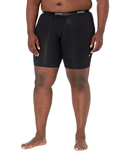 KicKee Men’s Year Round Solid Long Boxer Briefs Underwear with Fly, Silky Soft Boxer Briefs for Men, Lightweight and Breathable Men’s Boxers with Fly (Midnight - 2XL)