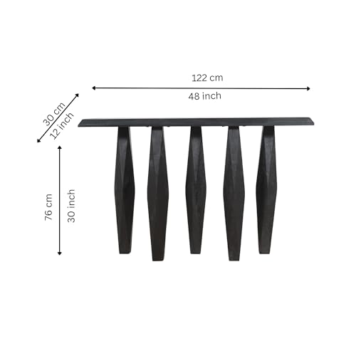 Image of Gharaana Magnum Wooden Console Table, Bold Black, 121.9x30.5x76.2 cm, 6-Leg Sculptural Design