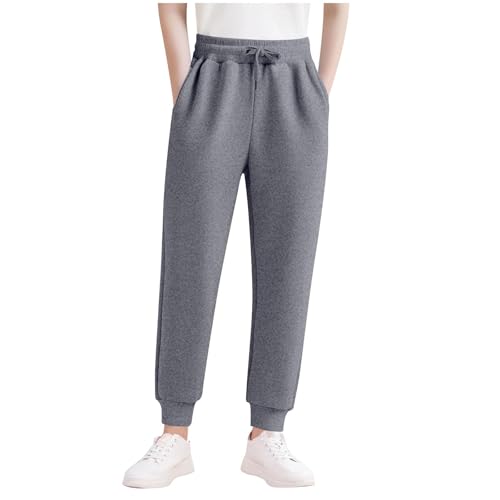 Girls Fleece Lined Sweatpants - Toddler Girl Joggers Elastic Waist Drawstring Athletic Pants Pull On Pant with Pockets