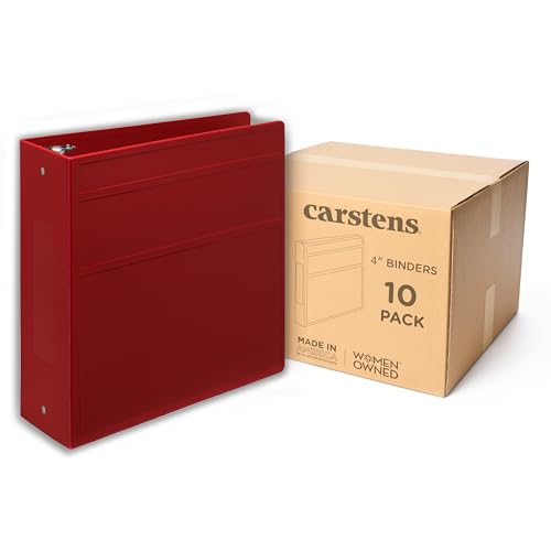 Carstens 4-Inch Ring Binder (Side Opening) Brick Red, 600 sheets