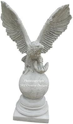 SVJ Creative Designs Eagle on Globe Concrete Statue in Hand Smooth Finish (unpainted)