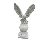 SVJ Creative Designs Eagle on Globe Concrete Statue in Hand Smooth Finish (unpainted)