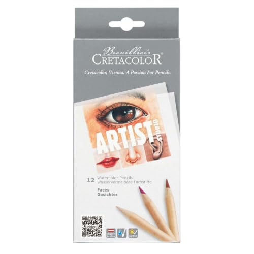 Image of BRUSTRO Artist Wiro Watercolour Paper Pad, 300 GSM, A4(8.3x11.7 in),25% Cotton, Cold Pressed,15 Sheets with Cretacolor Studio Watercolor Pencil, Skin Tones, Set of 12|Ideal for Drawing,Painting