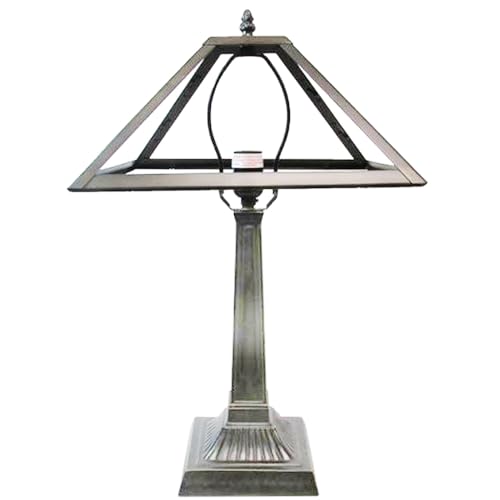 Rainbow Art Glass 12" Dia. Metal Panel Lamp Frame & Base, Dark Bronze Finish with Gold Highlights, Nicely Weighted, 18.75" Tall