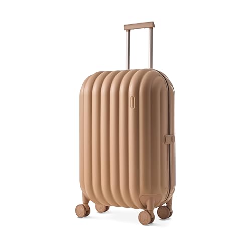 artrips Hardside Luggage Set, Lightweight German PC Matte Suitcase with Spinner Wheels, TSA Lock, Carry-On & Checked Luggage for Travel, Brown, 24 Inch Medium Checked, Bread Design
