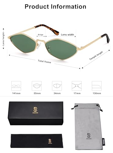 Image of SOJOS Retro Polarized Sunglasses Womens Mens Vintage Narrow Irregular Shades UV400 SJ1233
