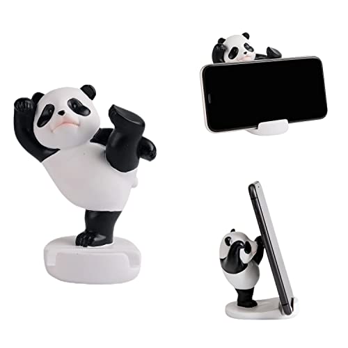 Stellar Panda Kawaii Phone Stand for Desk,Adjustable Compatible with Smartphones and Tablets,Cute Panda Smartphone Stand,Kawaii Room Decor Aesthetic (Black) - BLACK