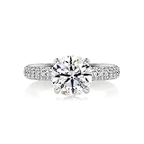 Ayafee 2 CT Center Moissanite Engagement Rings for Women Platinum Plated Silver Round Brilliant Cut