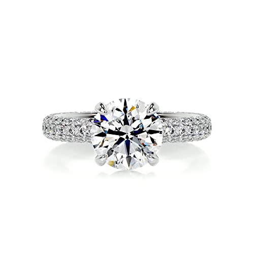 Ayafee 2 Ct Center Moissanite Engagement Rings For Women Platinum Plated Silver Round Brilliant Cut Moissanite Rings For Wife Girlfriend - Size 8 #TOP5