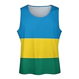Herren-T-Shirt Mit Aufdruck Der Ruanda-Flagge Lässig Ärmellos Sommer-Sport-Tanktops...