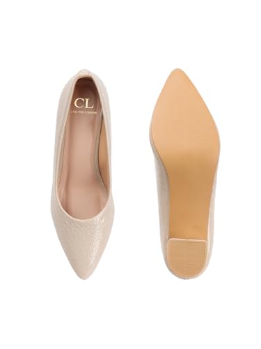 Image of Carlton London Women Stylish Slipon Pump Shoes with Block Heels, Pointed Toe for Party and Formal Occasions
