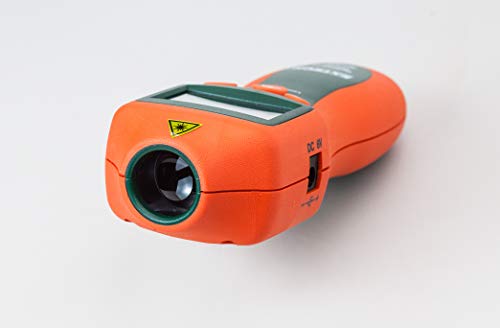 Image of Extech RPM33 Combination Contact /Laser Photo Tachometer - Digital Handheld Meter for RPM, Surface Speed, and Length - 2 to 99,999 RPM, 0.05% Accuracy, Backlit LCD Display, Memory, Case Included | Contact and non-contact laser RPM, surface speed and length, 0.05% accuracy, stores 10 sets, tape, case